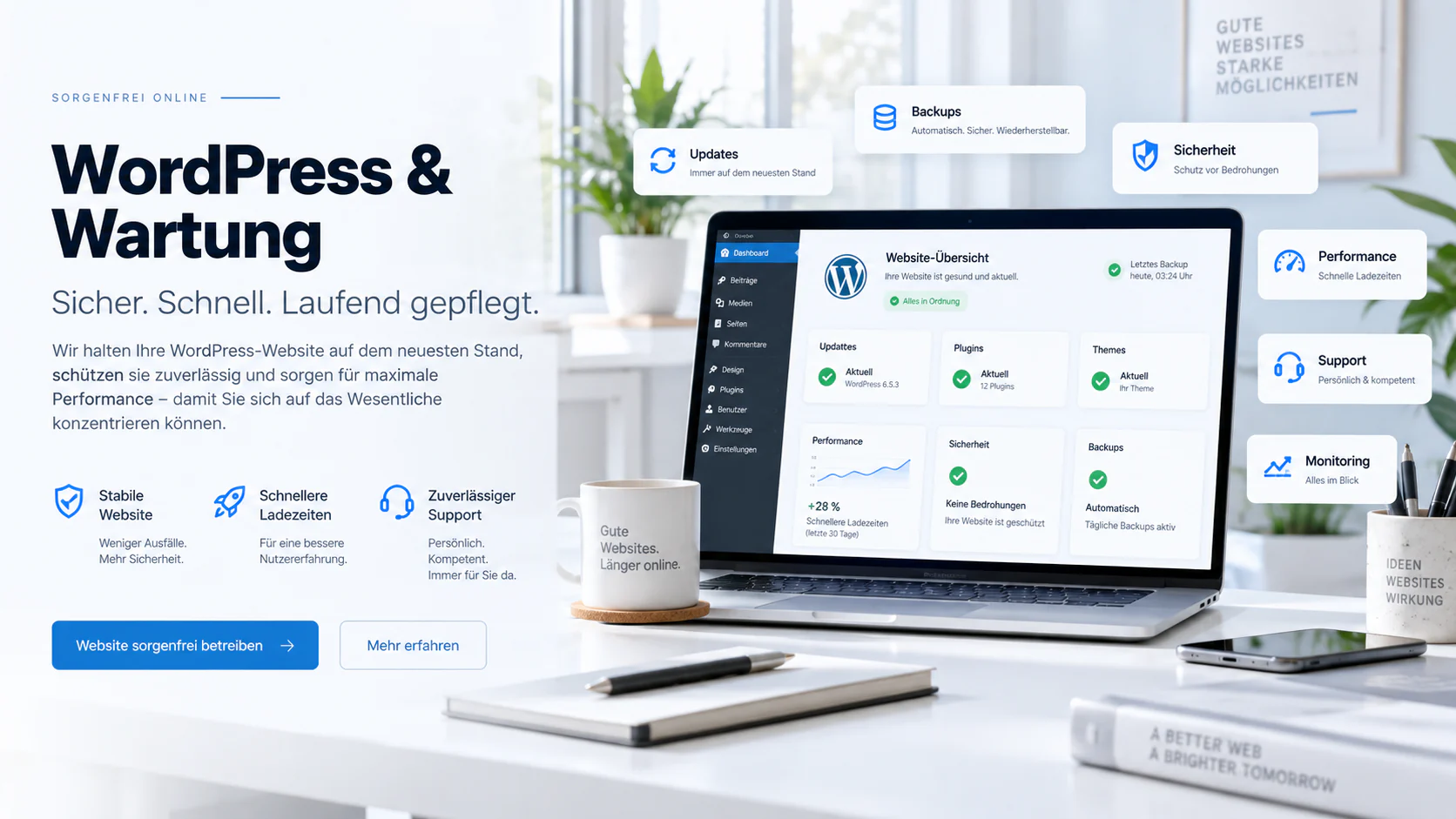 WordPress Wartung und technisches Website-Monitoring